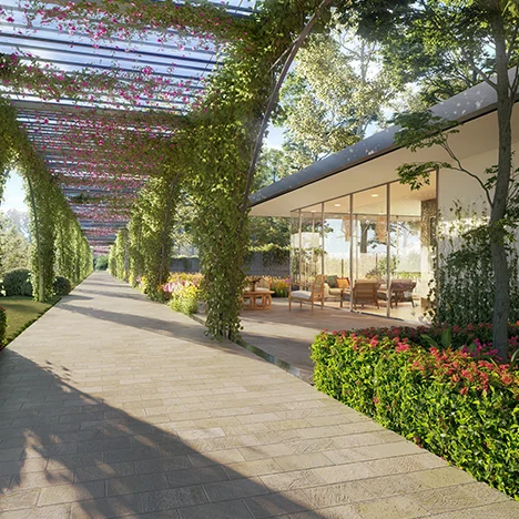 Lodha Mirabelle, near Manyata Tech Park - a different project Pergola walkway lined with flowering creepers, Lodha Mirabelle render